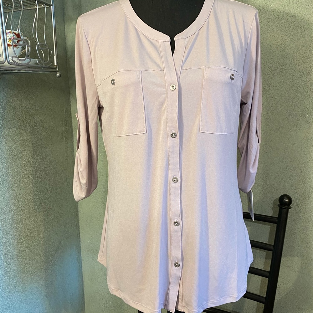 Ellen Tracy short sleeve mauve Top